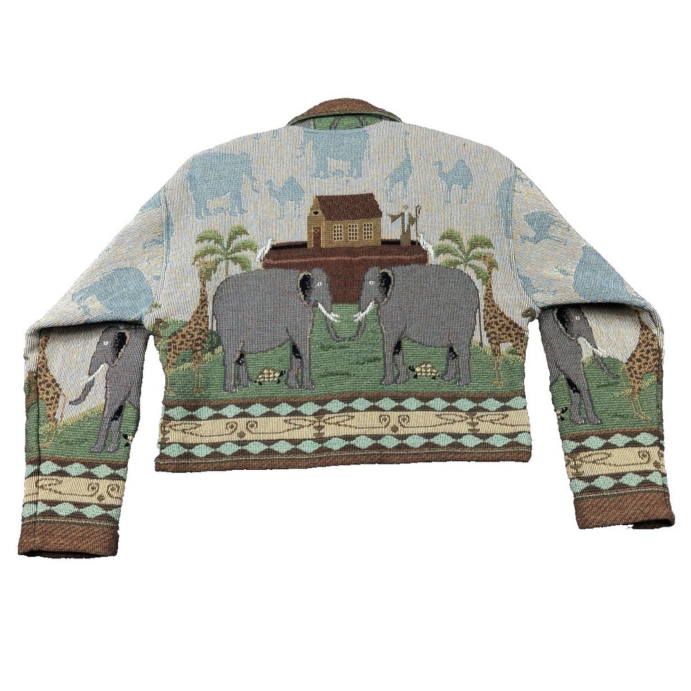 Warren Kimble Painted Pony Jacket Womens Medium Noah's Ark Tapestry USA 90's NEW